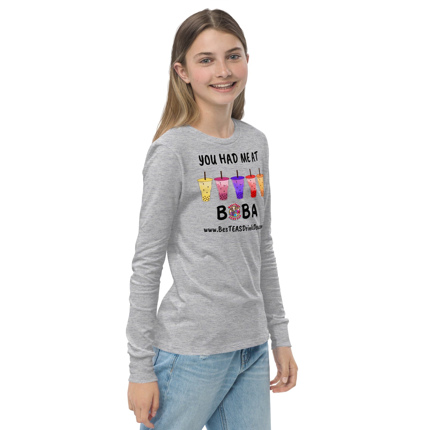 "You Had Me At Boba" BesTEAS Youth Long Sleeve Tee