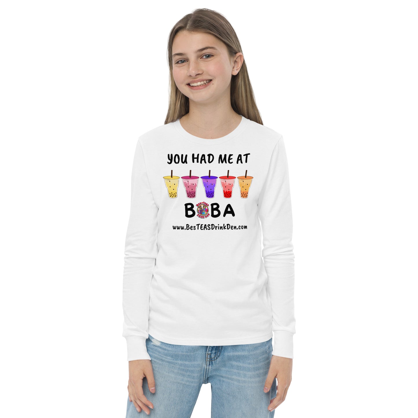 "You Had Me At Boba" BesTEAS Youth Long Sleeve Tee