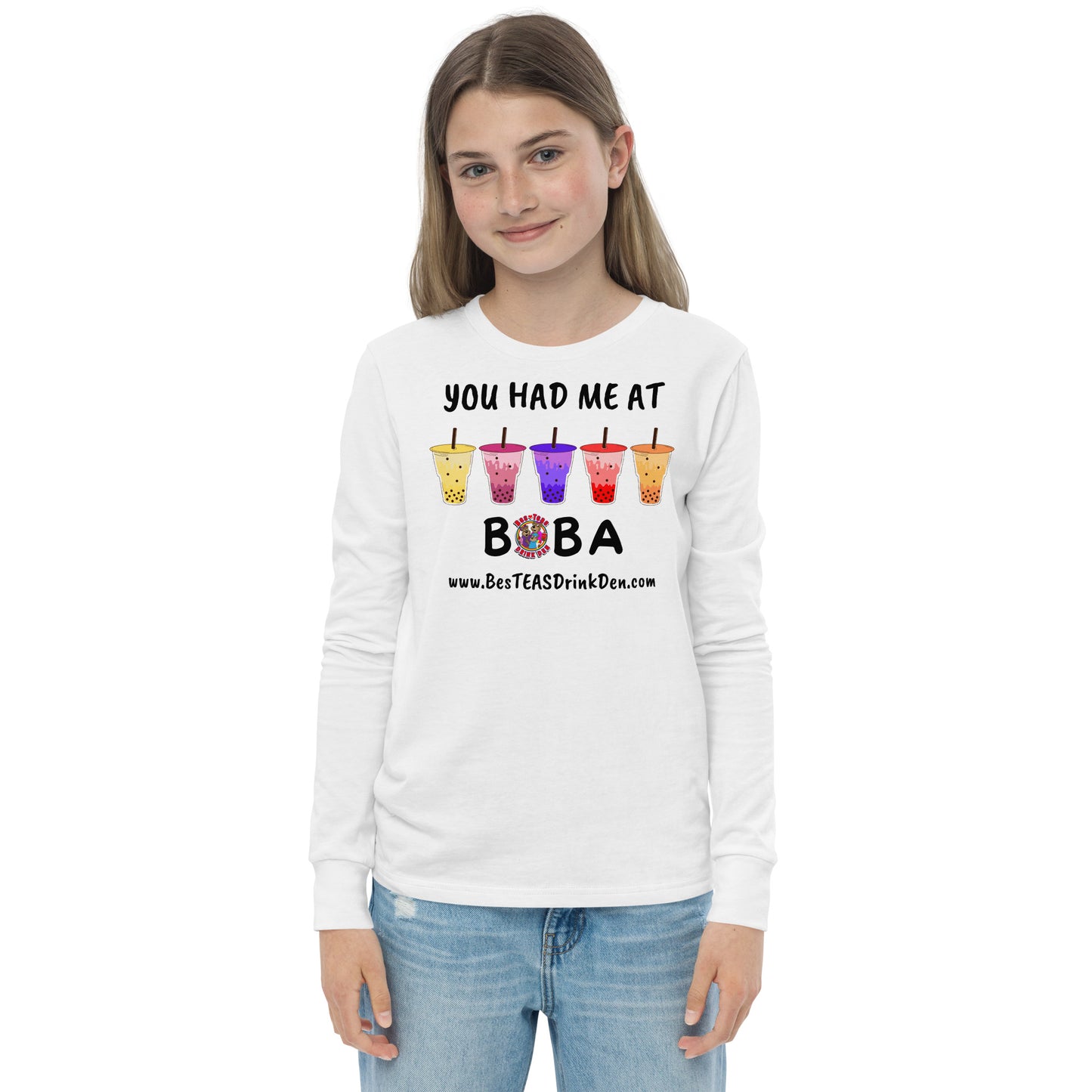 "You Had Me At Boba" BesTEAS Youth Long Sleeve Tee