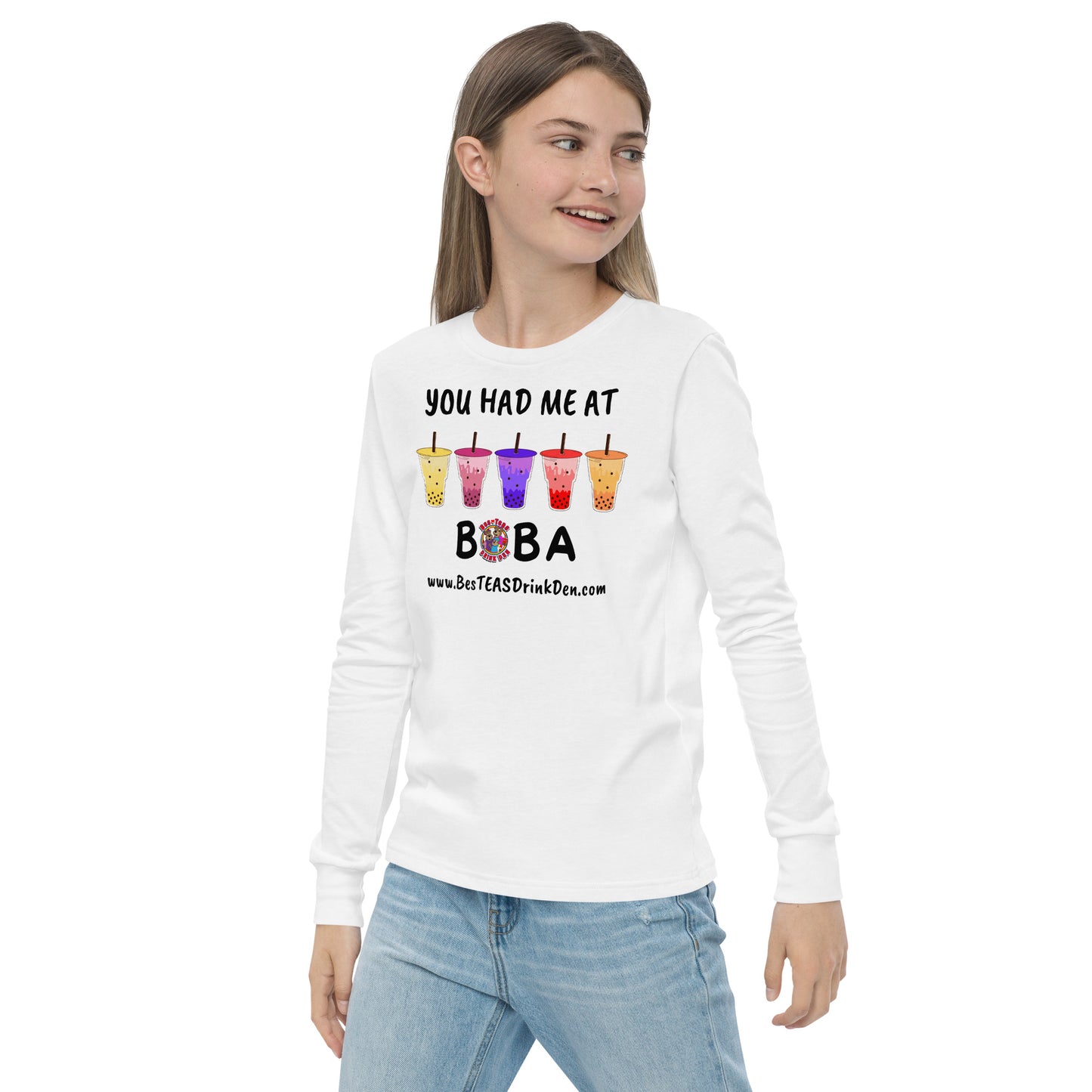 "You Had Me At Boba" BesTEAS Youth Long Sleeve Tee
