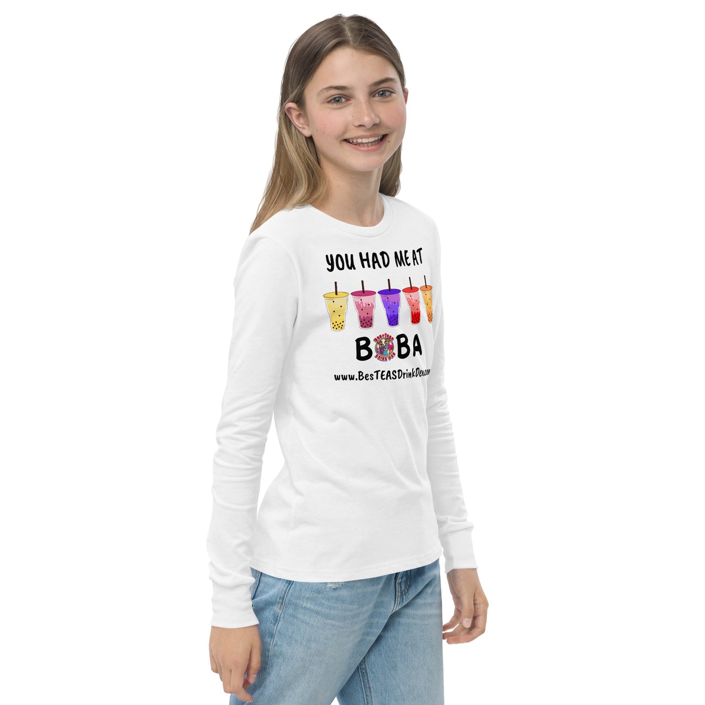 "You Had Me At Boba" BesTEAS Youth Long Sleeve Tee