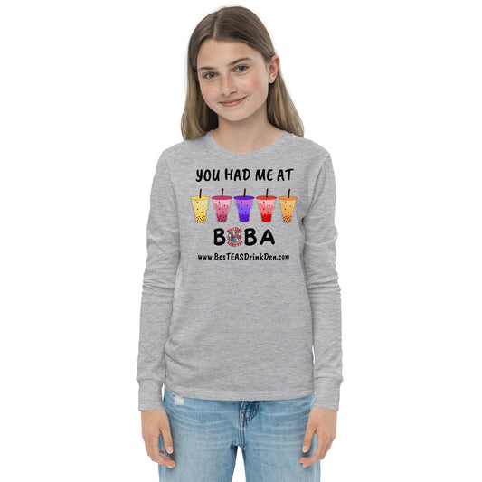 "You Had Me At Boba" BesTEAS Youth Long Sleeve Tee